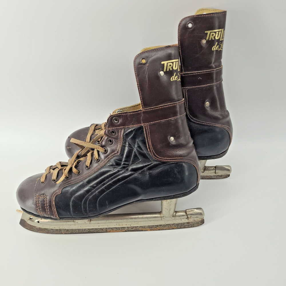 Vintage Tru-Line de Luxe Men's Leather Ice Skates Professional Blades Two Tone 6